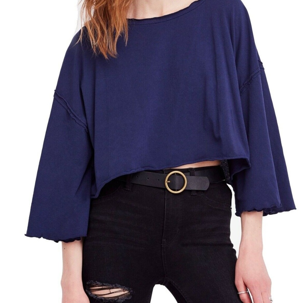 NWT Free People Bird Gang Crop Top Bell Sleeve